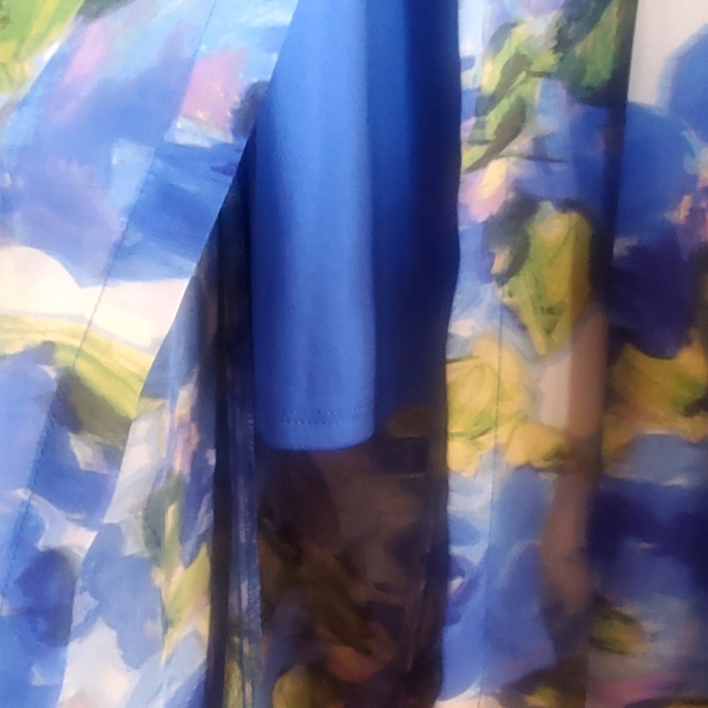 Taylor Periwinkle Watercolor Maxi V-Neck Button Front L/S Dress Size 8 NWT - Picture 8 of 11